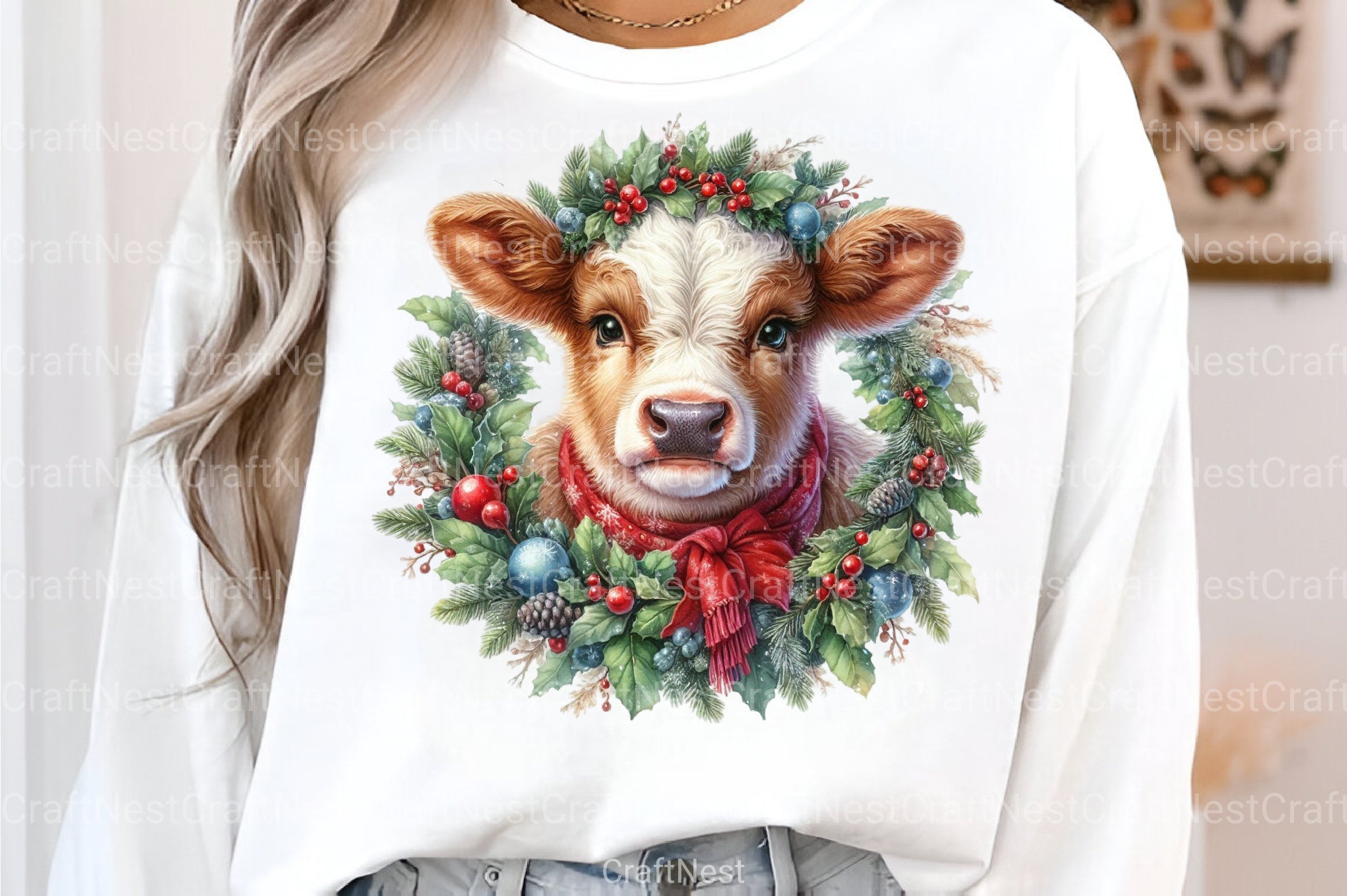 Christmas Cow Highland New Year Clipart Bundle - CraftNest - Digital Crafting and Art