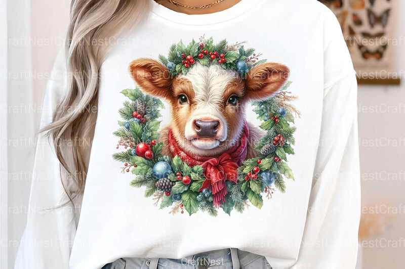Christmas Cow Highland New Year Clipart Bundle - CraftNest - Digital Crafting and Art