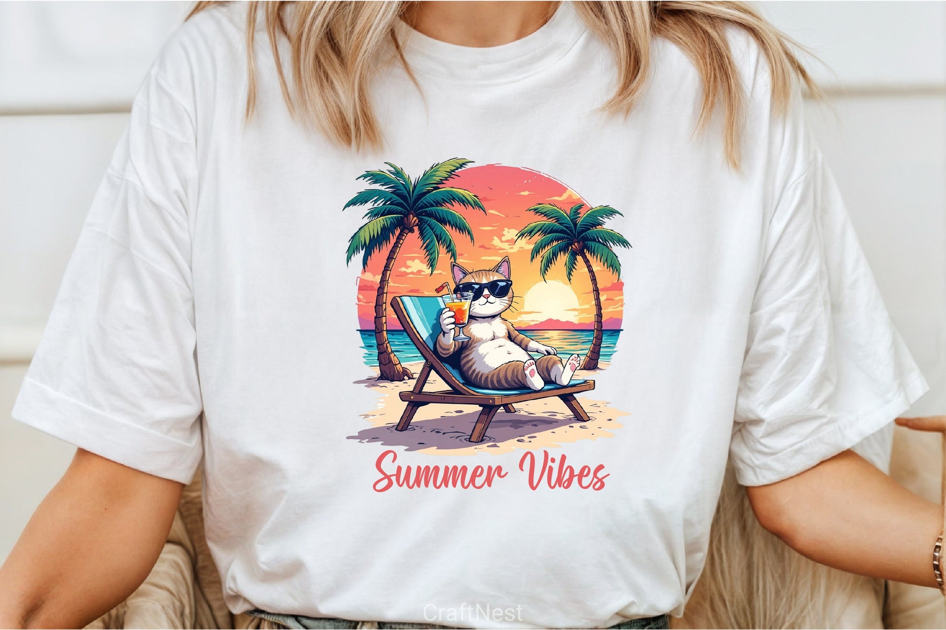 Summer Vibes Cat Clipart Bundle 1 - CraftNest - Digital Crafting and Art