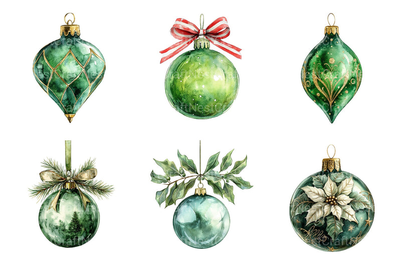 Green Christmas Balls Clipart Bundle - CraftNest - Digital Crafting and Art