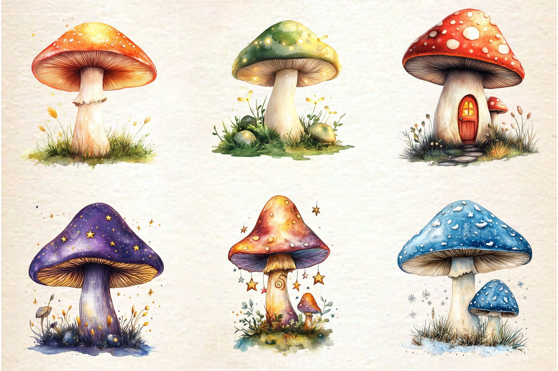 Magical Mushrooms Clipart Bundle - CraftNest - Digital Crafting and Art