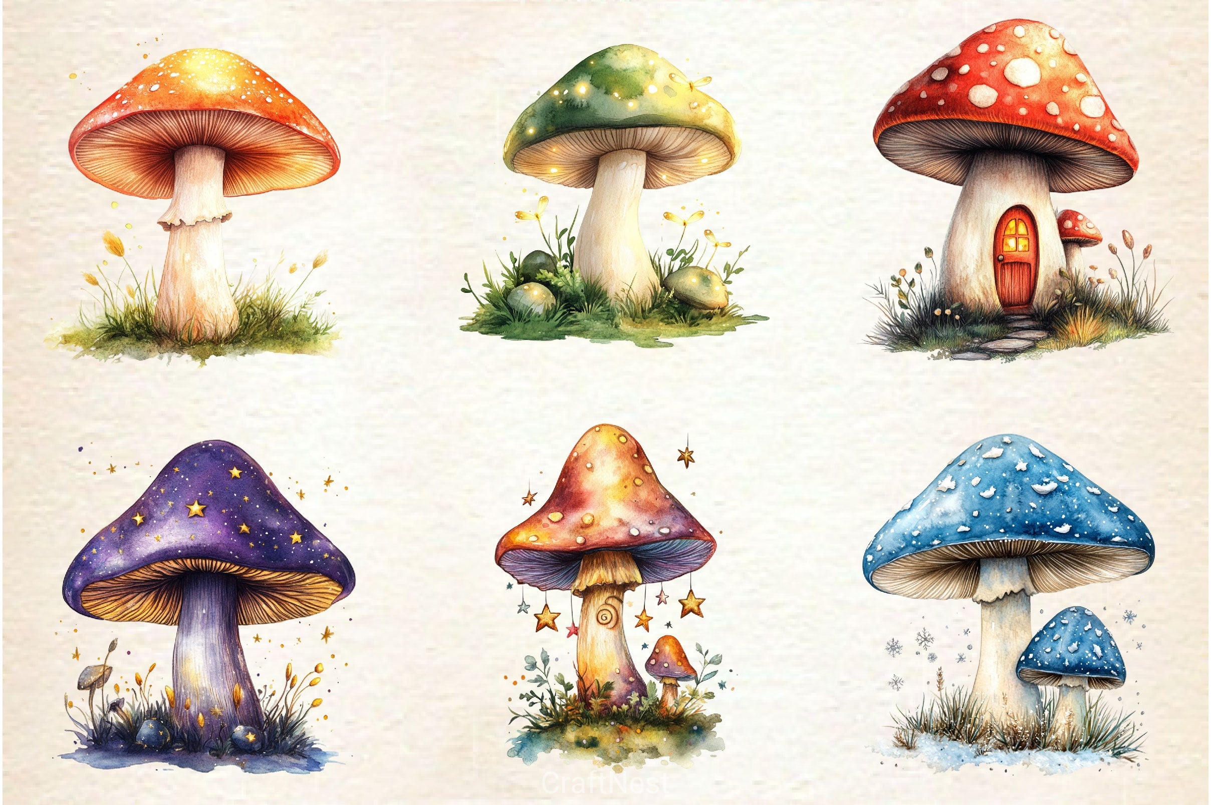 Magical Mushrooms Clipart Bundle - CraftNest - Digital Crafting and Art