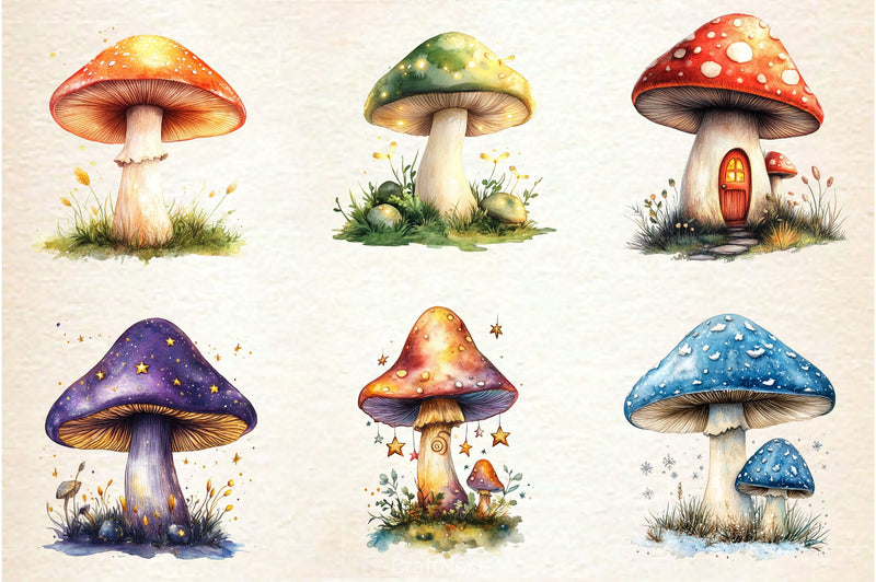 Magical Mushrooms Clipart Bundle - CraftNest - Digital Crafting and Art