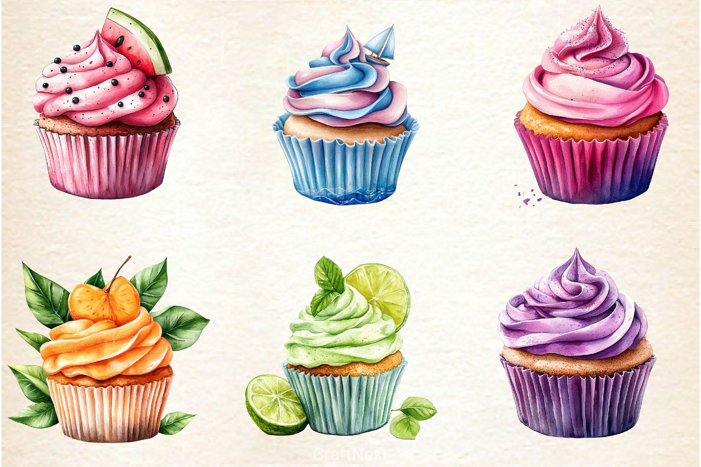 Summer Cupcake Clipart Bundle 2 - CraftNest - Digital Crafting and Art