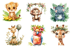 Baby Safari Baby Jungle Animals Clipart Bundle - CraftNest - Digital Crafting and Art