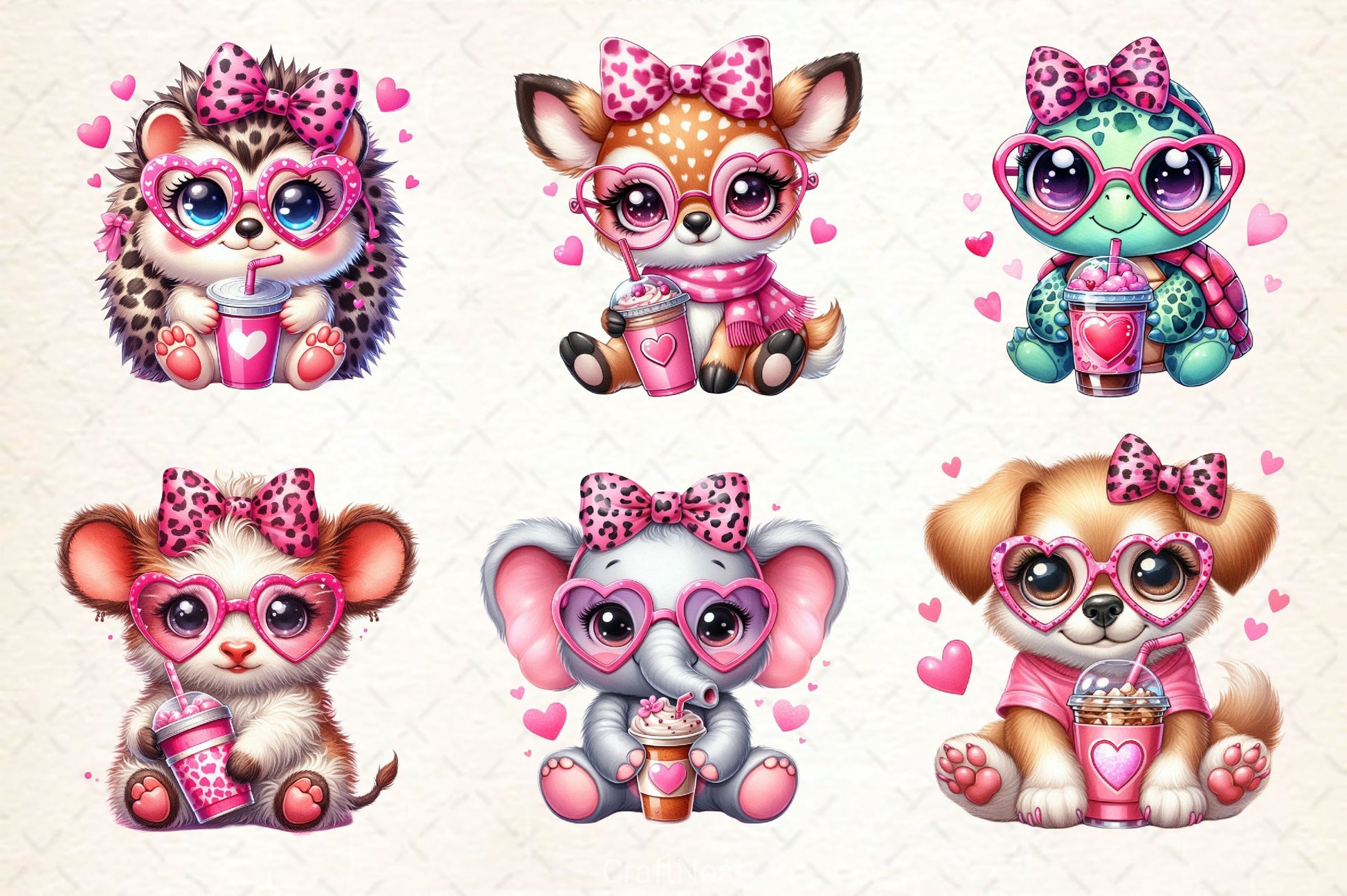 Animals Valentine Coffee Clipart Bundle 5 - CraftNest - Digital Crafting and Art