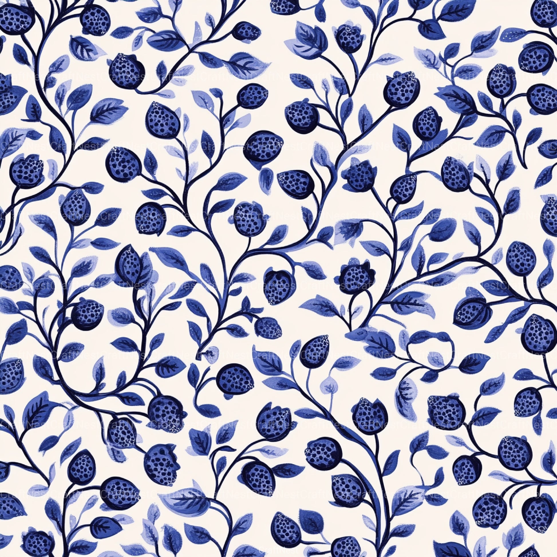 Blueberry Seamless Pattern Papers Digital - CraftNest - Digital Crafting and Art
