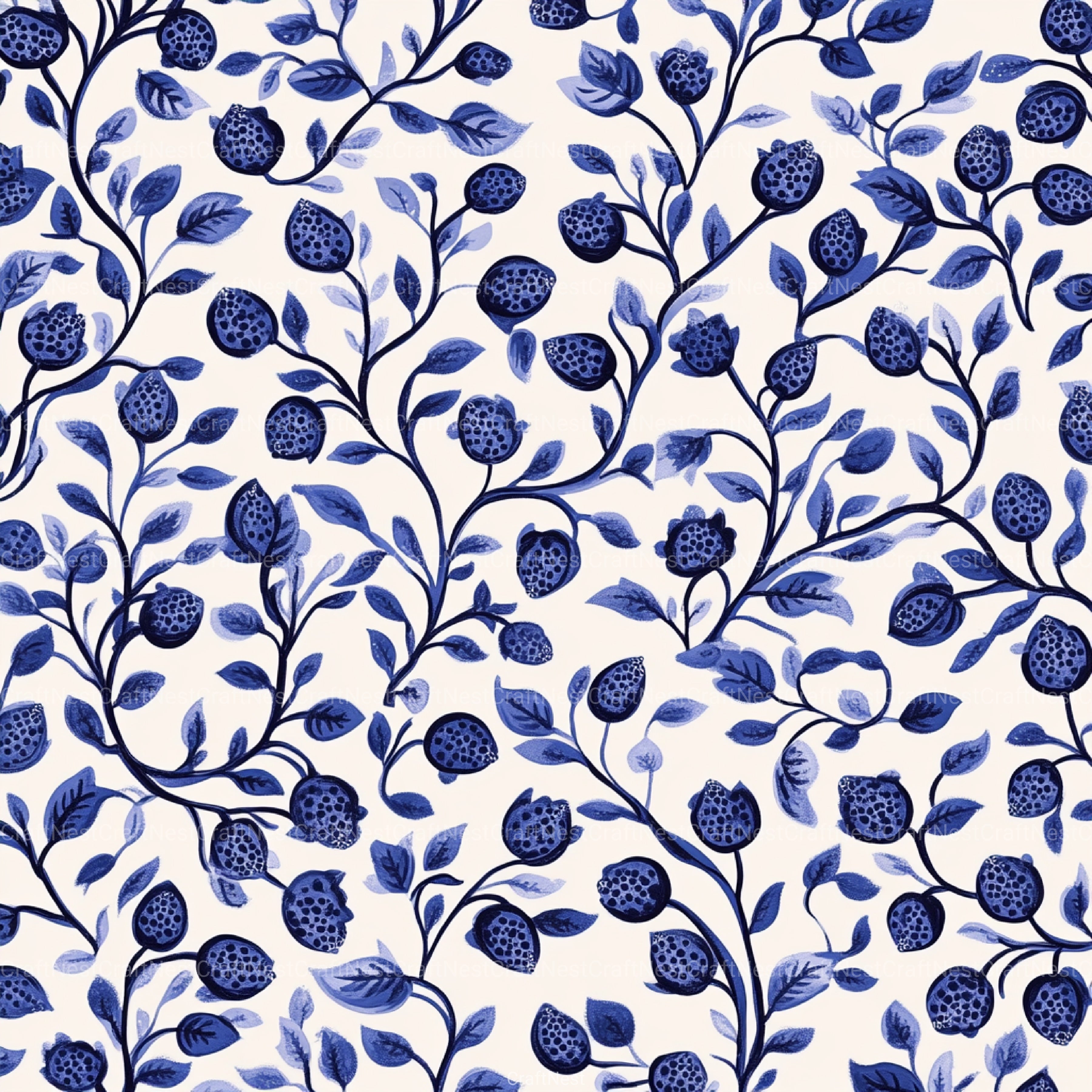 Blueberry Seamless Pattern Papers Digital - CraftNest - Digital Crafting and Art
