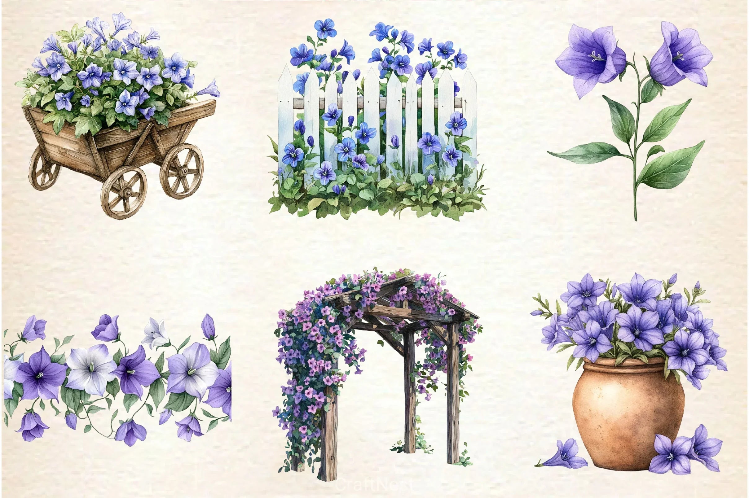 Spring Campanula Flower Clipart Bundle - CraftNest - Digital Crafting and Art