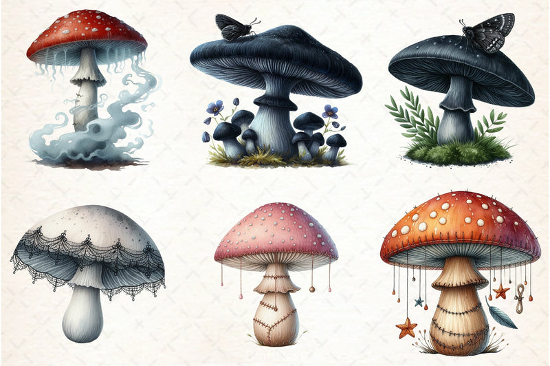 Gothic Mushroom Clipart Bundle 2 - CraftNest - Digital Crafting and Art