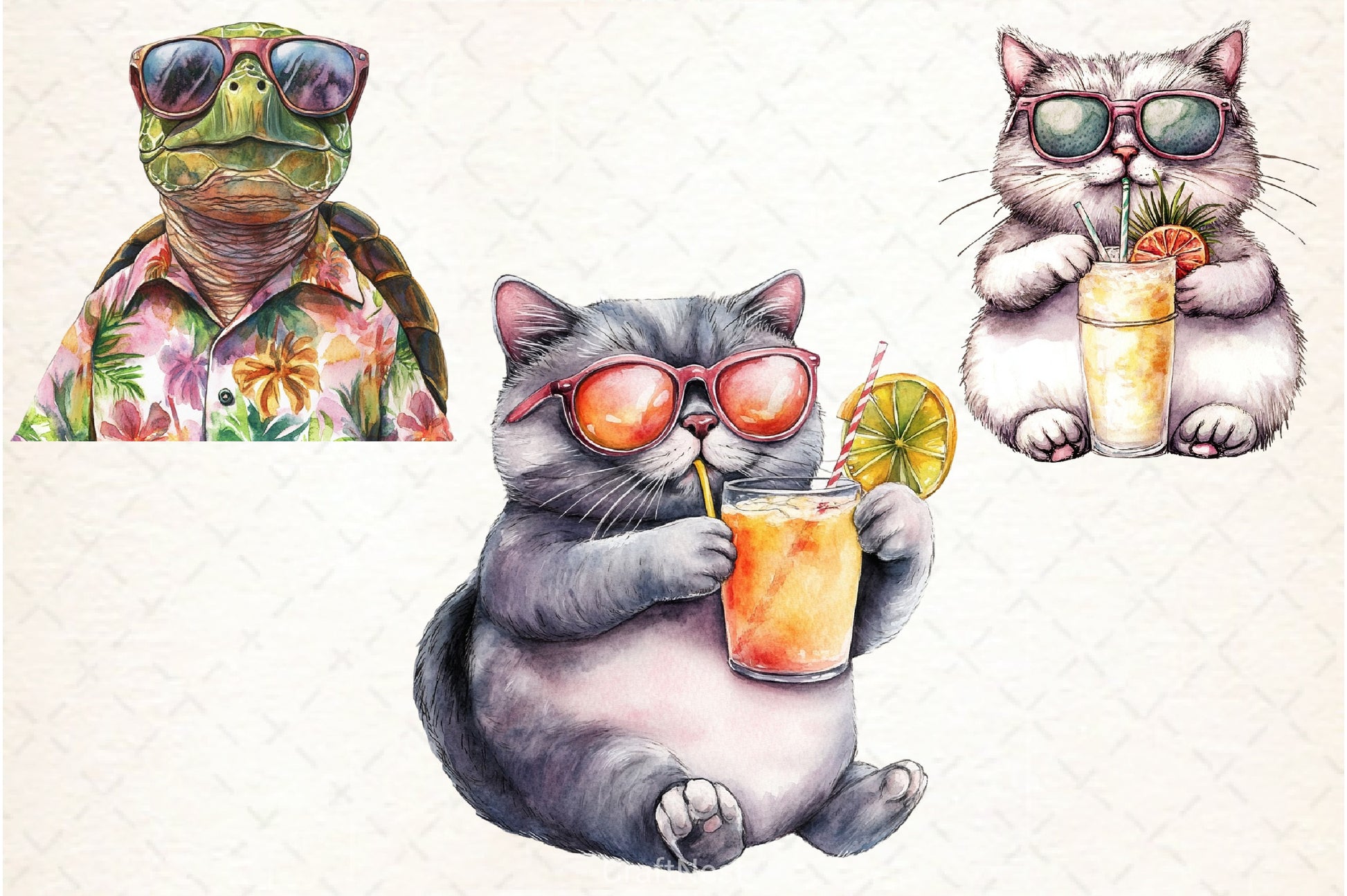 Funny Summer Animals Clipart Bundle - CraftNest - Digital Crafting and Art