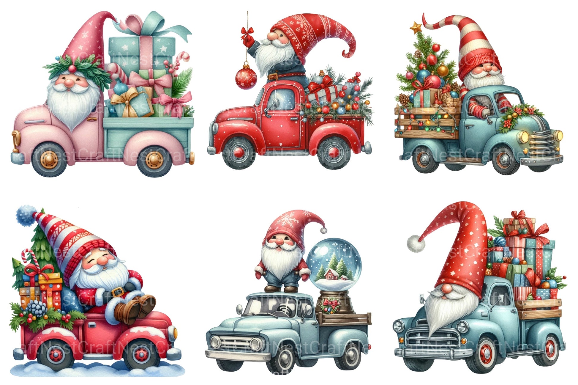 Christmas Truck & Gnomes Winter Clipart Bundle - CraftNest - Digital Crafting and Art