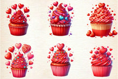 Valentine Red Cupcake Clipart Bundle - CraftNest - Digital Crafting and Art