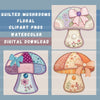 Quilted Mushrooms Clipart Bundle