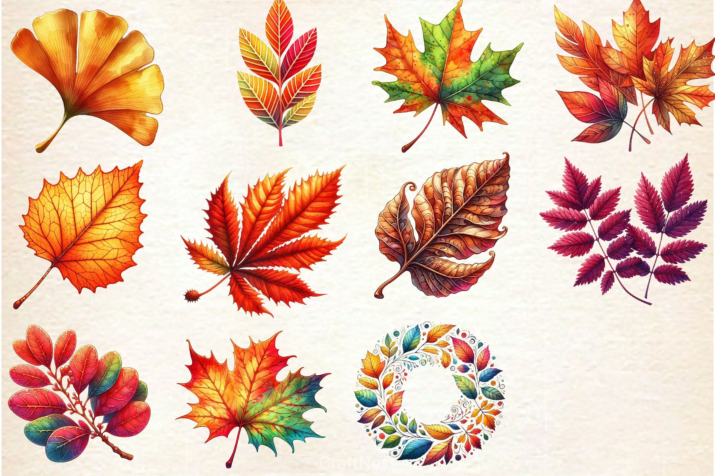 Fall Leaves Clipart Bundle - CraftNest - Digital Crafting and Art