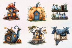 Cute Halloween Cottage Clipart Bundle - CraftNest - Digital Crafting and Art