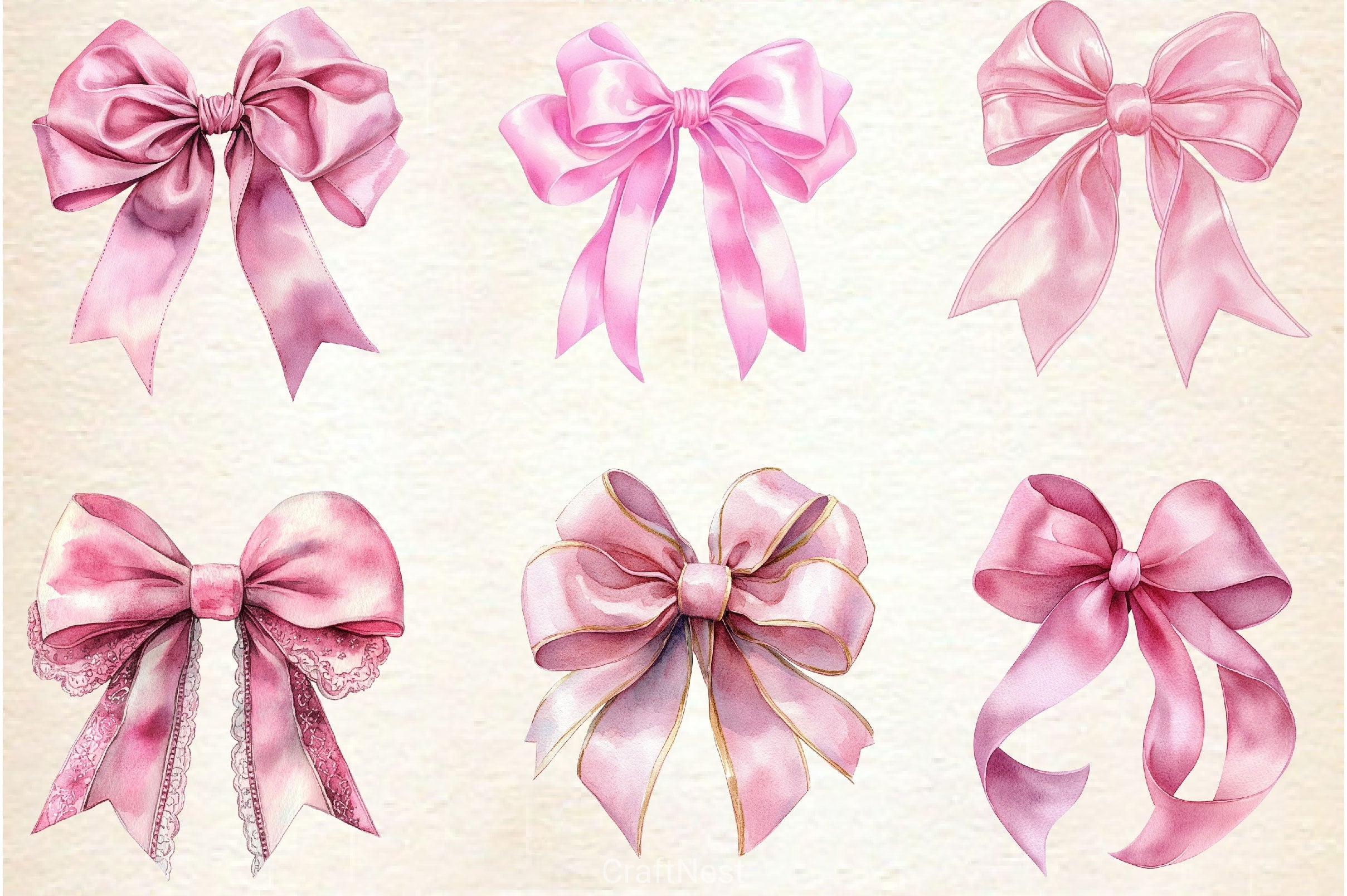 Coquette Pink Bow Graphics Clipart Bundle - CraftNest - Digital Crafting and Art