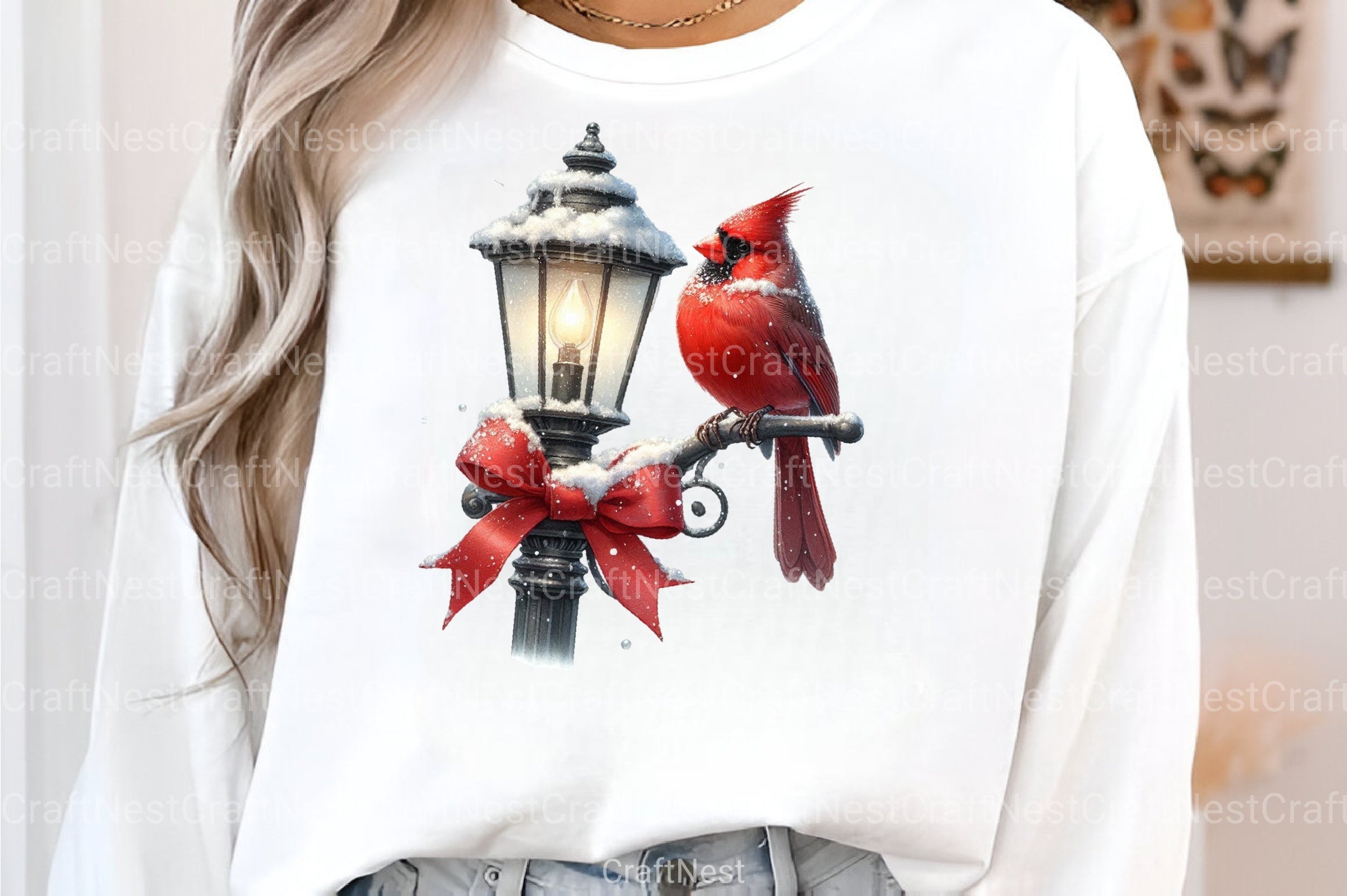 Christmas Red Cardinal Festive Bird Clipart Bundle - Digital Download - CraftNest - Digital Crafting and Art