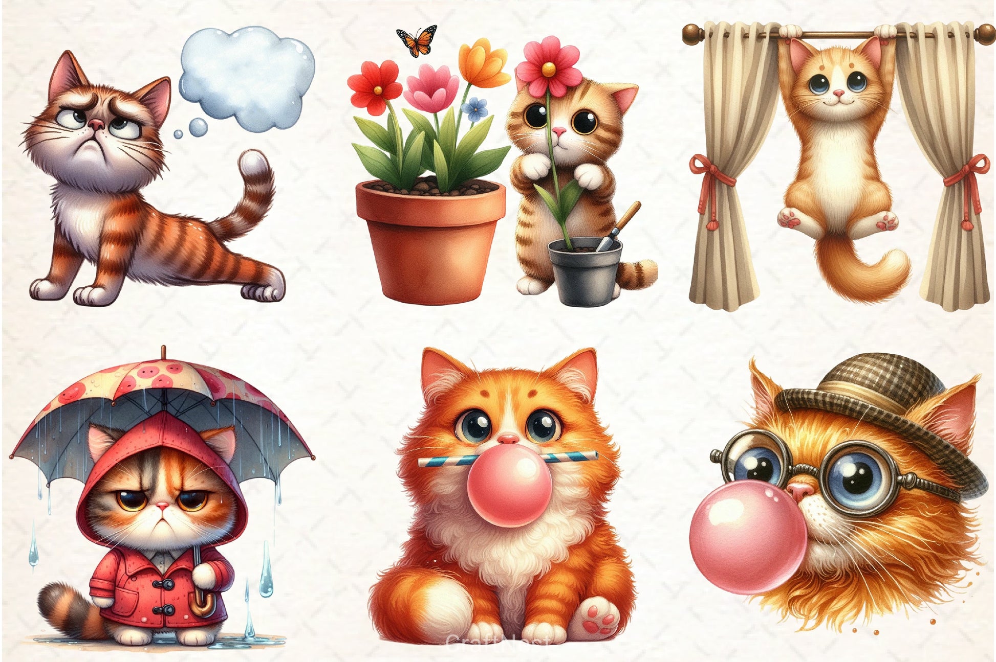 Cute & Funny Cat Clipart Bundle 2 - CraftNest - Digital Crafting and Art