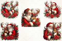Santa Claus & Reindeer Clipart Bundle - CraftNest - Digital Crafting and Art