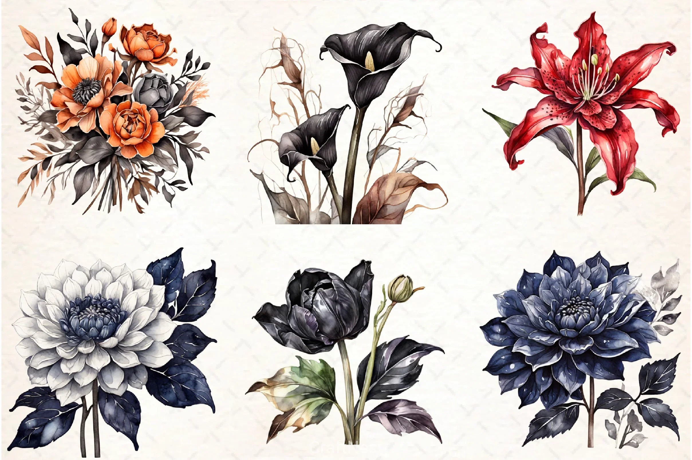 Halloween Flowers Clipart Bundle 3 - CraftNest - Digital Crafting and Art