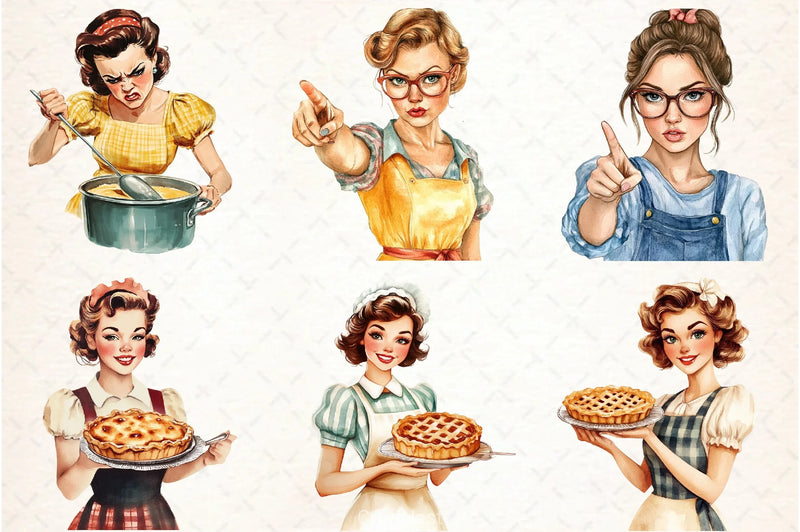 Retro Housewife Clipart Bundle - CraftNest - Digital Crafting and Art