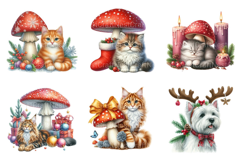 Christmas Kitten Graphics: Cat Clipart Bundle - CraftNest - Digital Crafting and Art