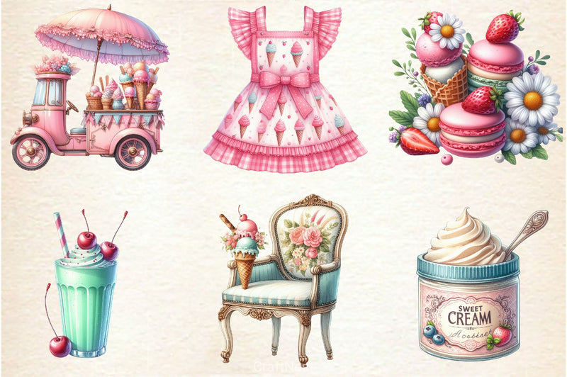 Coquette Ice Cream Clipart Bundle - CraftNest - Digital Crafting and Art