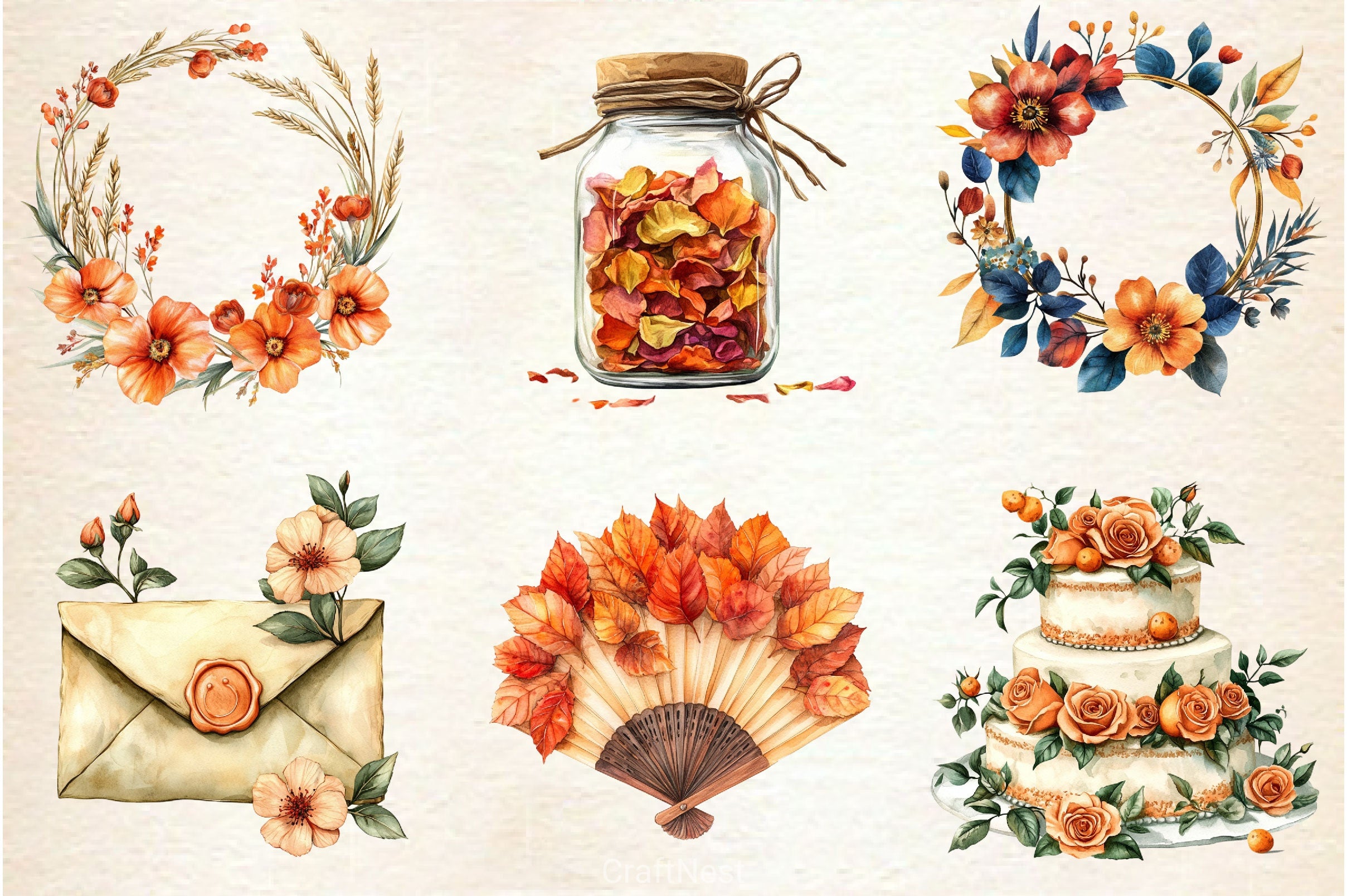 Autumn Wedding Clipart Bundle 2 - CraftNest - Digital Crafting and Art