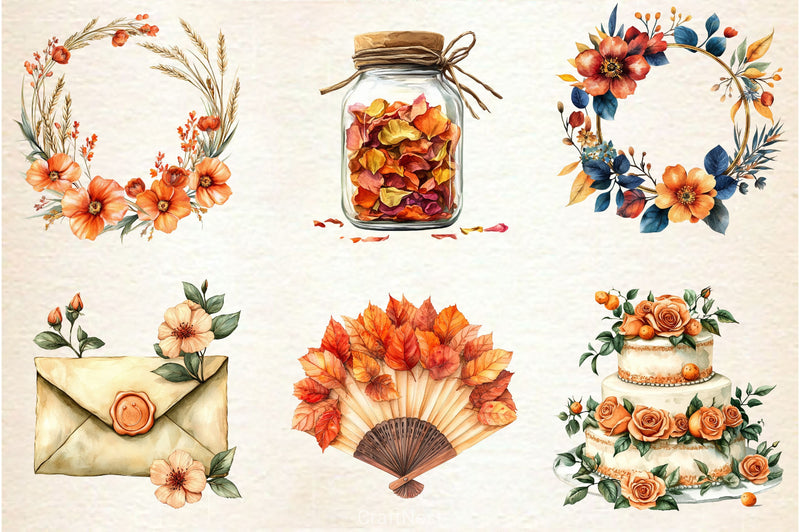 Autumn Wedding Clipart Bundle 2 - CraftNest - Digital Crafting and Art