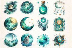 Mystical Moon Clipart Bundle - CraftNest - Digital Crafting and Art