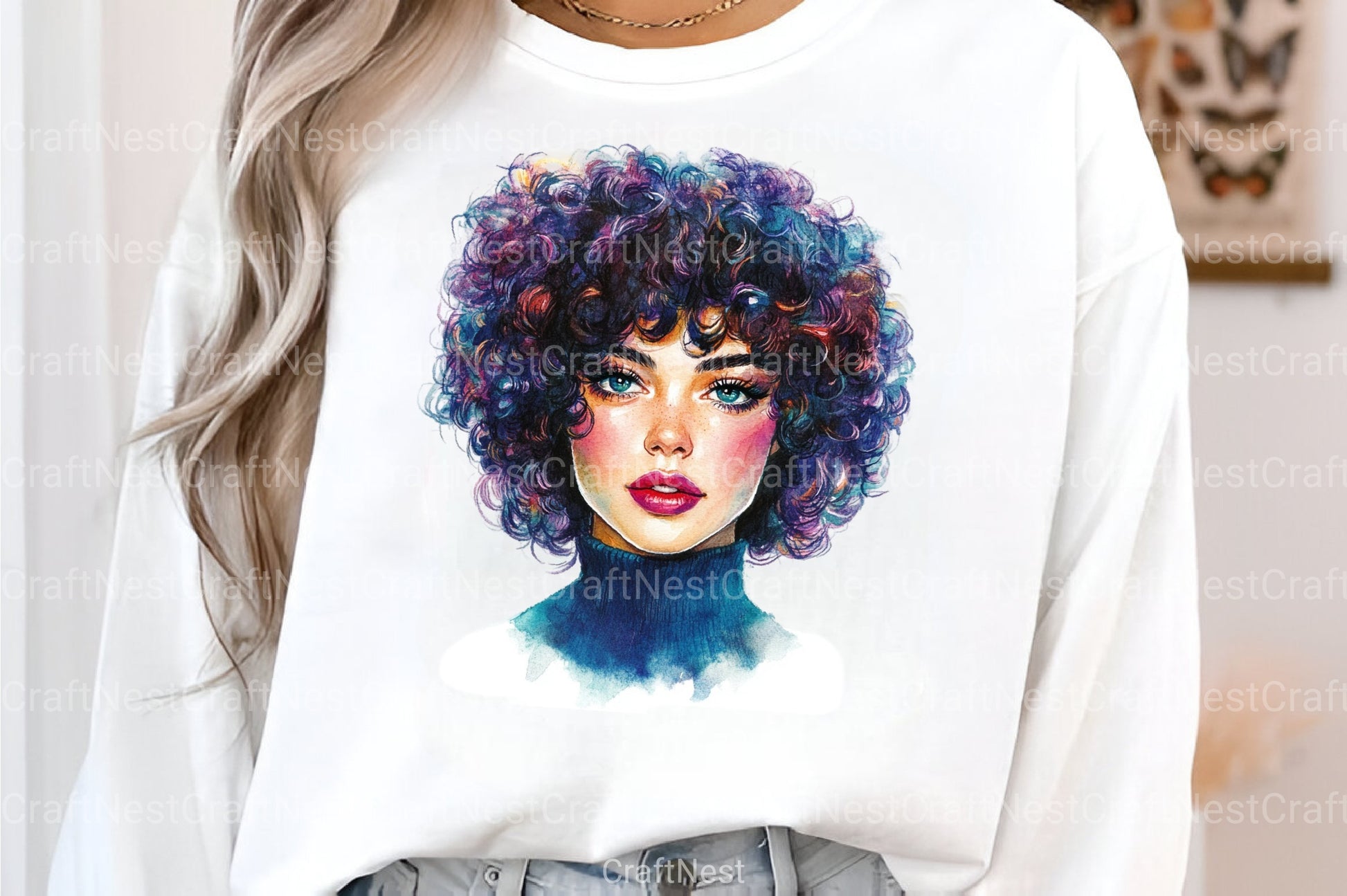 1980s Curly Hair Woman Clipart Bundle - CraftNest - Digital Crafting and Art