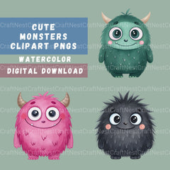 Monsters Cute Clipart Bundle - CraftNest - Digital Crafting and Art