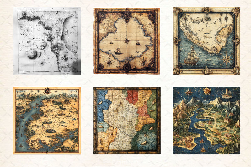 Antique Maps Digital Paper 2 - CraftNest - Digital Crafting and Art