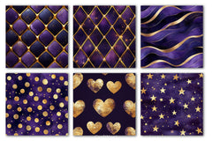 Purple And Gold Glitter Digital Paper - CraftNest - Digital Crafting and Art
