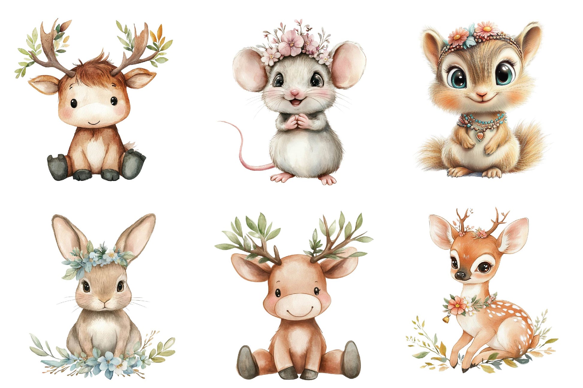 Boho Woodland Animal Baby Animals Clipart Bundle - CraftNest - Digital Crafting and Art