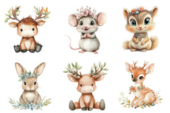 Boho Woodland Animal Baby Animals Clipart Bundle - CraftNest - Digital Crafting and Art