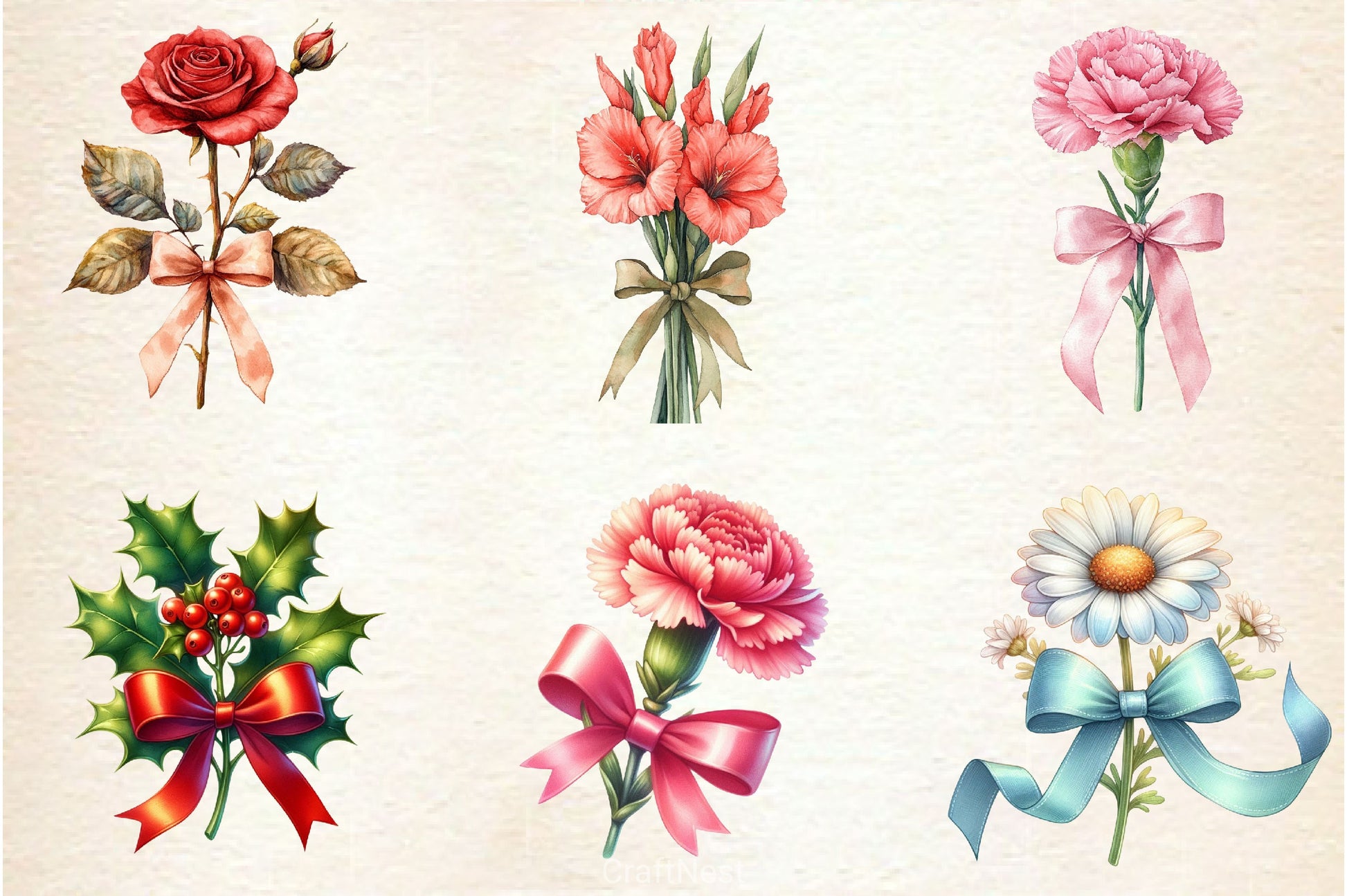 Coquette Birth Month Flowers Clipart Bundle - CraftNest - Digital Crafting and Art