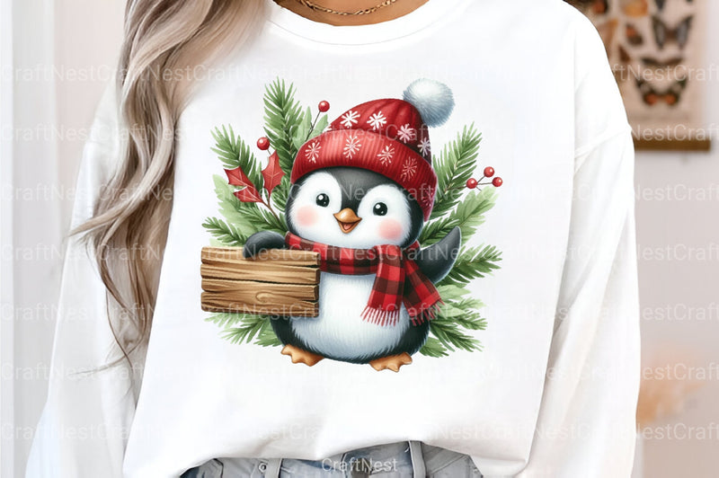 Christmas Penguin Watercolor Clipart Bundle - CraftNest - Digital Crafting and Art