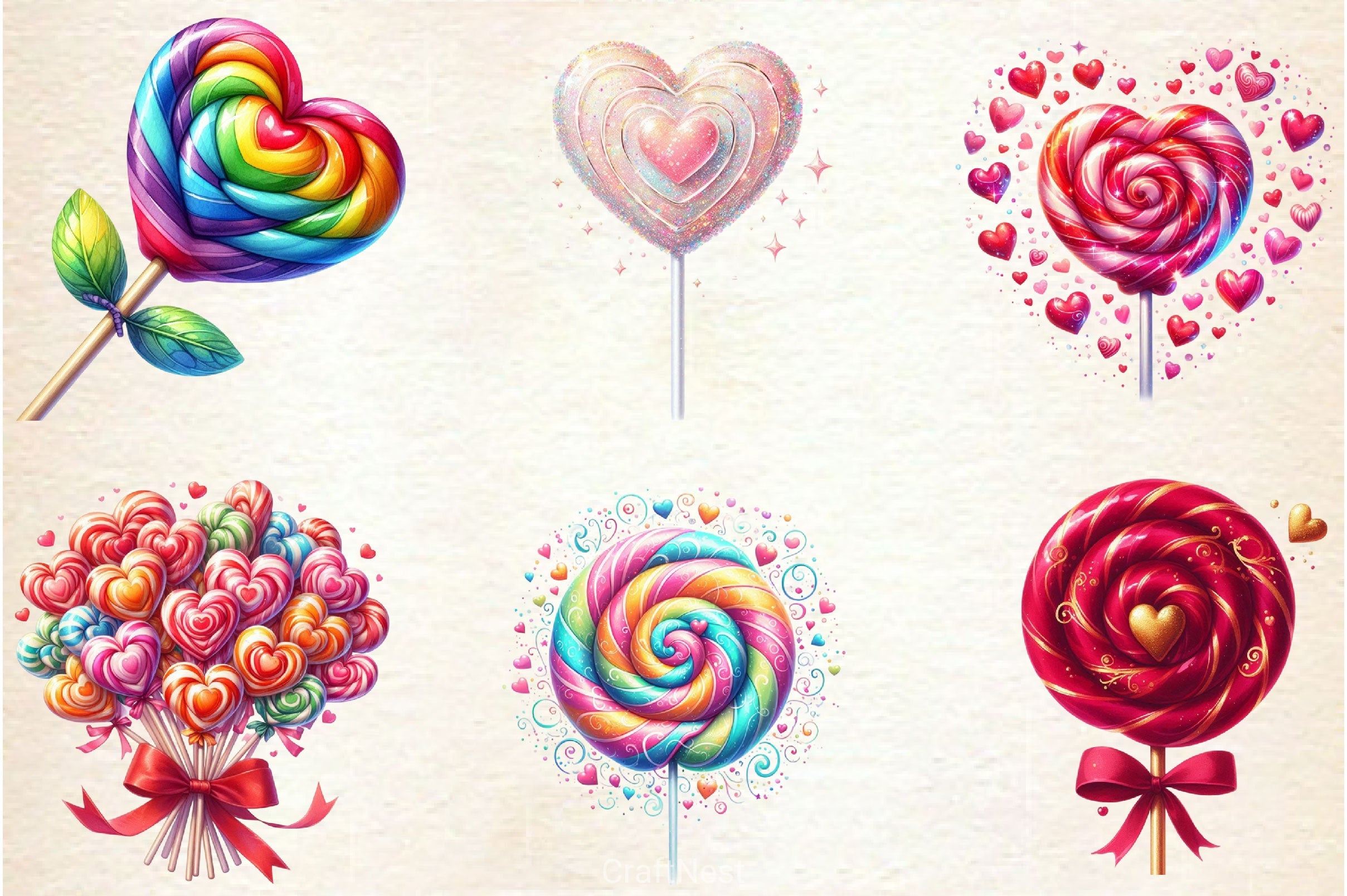 Valentine Lollipops Clipart Bundle 2 - CraftNest - Digital Crafting and Art
