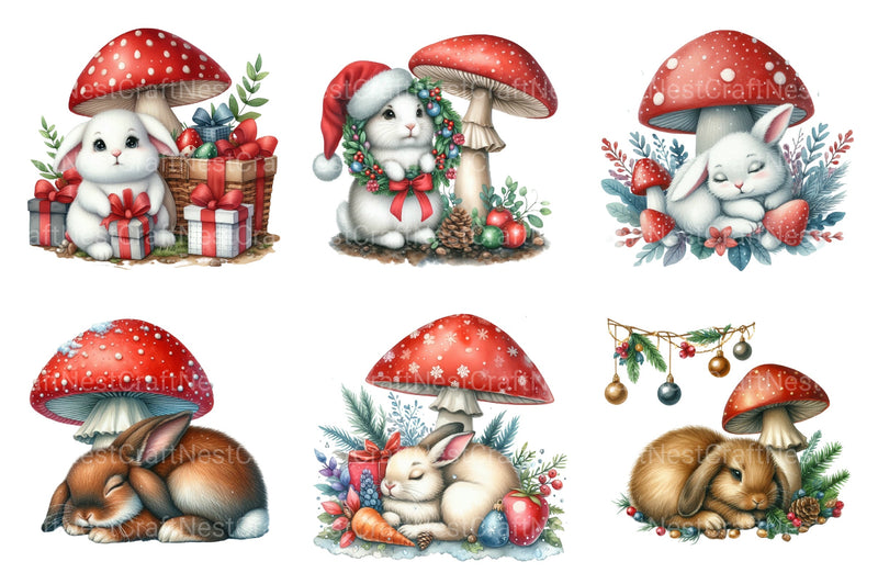 Christmas Bunny Fantasy Clipart Bundle - CraftNest - Digital Crafting and Art