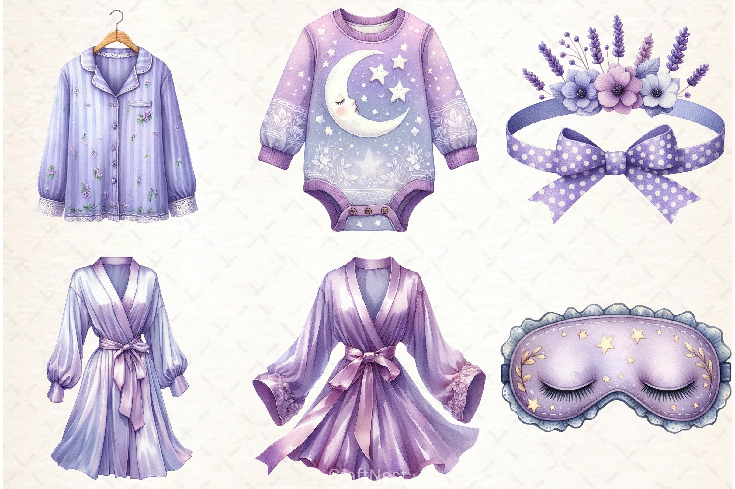 Lavender Pajama Spa Clipart Bundle - CraftNest - Digital Crafting and Art