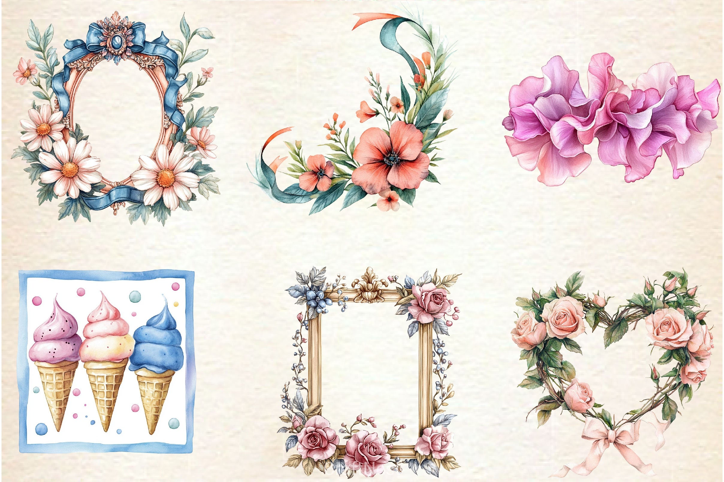 Summer Coquette Frames Borders Clipart Bundle - CraftNest - Digital Crafting and Art