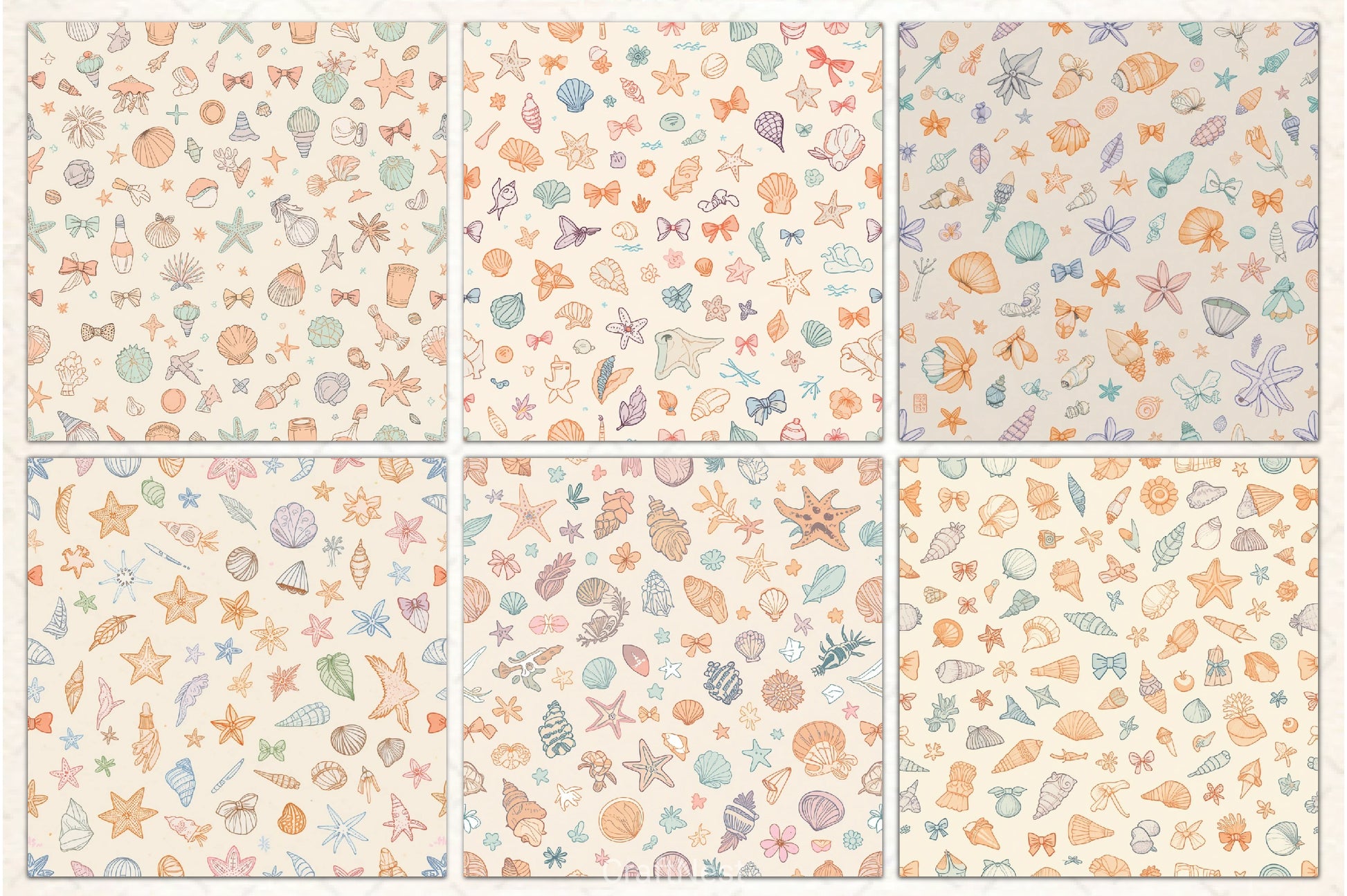 Seashell Seamless Pattern Digital Paper - CraftNest - Digital Crafting and Art