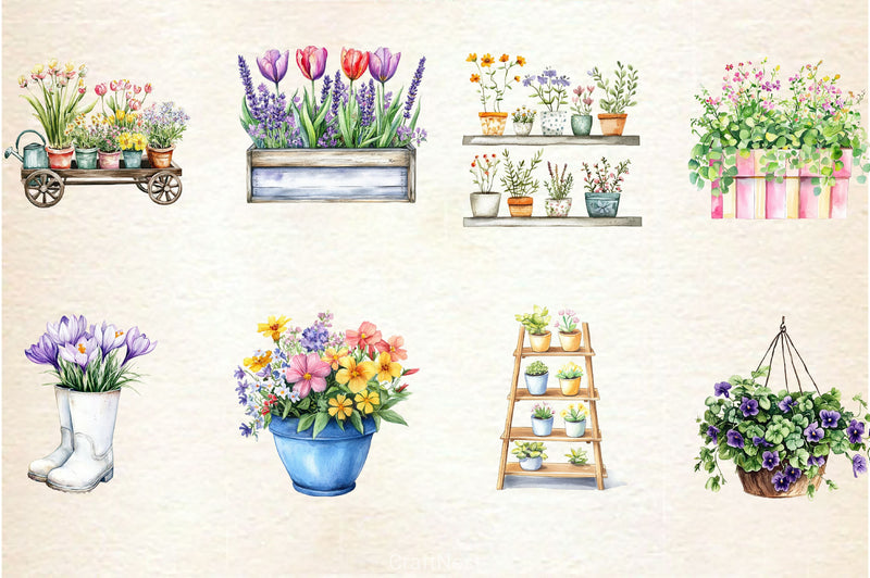 Spring Planters Clipart Bundle - CraftNest - Digital Crafting and Art