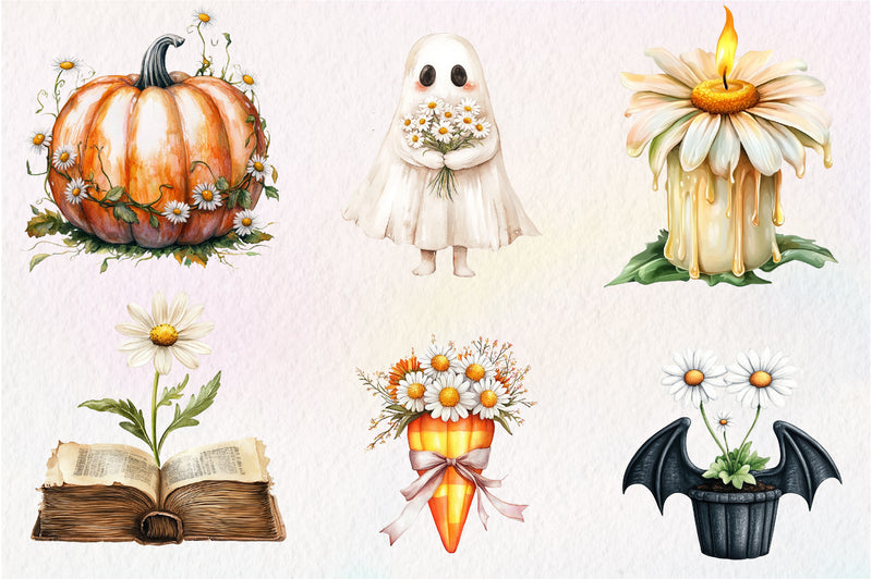 Daisy Flower & Halloween Clipart Bundle - CraftNest - Digital Crafting and Art