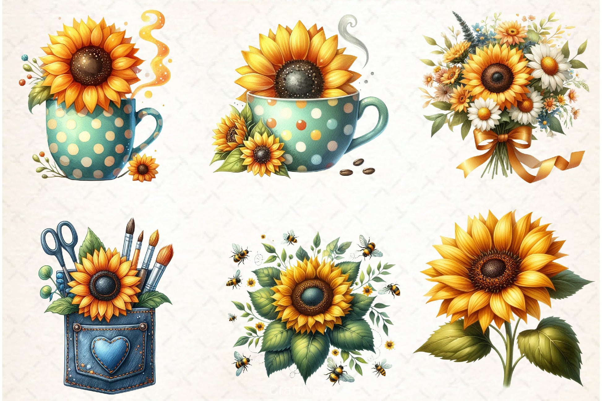 Sunflower Clipart Bundle - CraftNest - Digital Crafting and Art