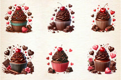 Romantic Chocolate Cupcake Clipart Bundle - CraftNest - Digital Crafting and Art