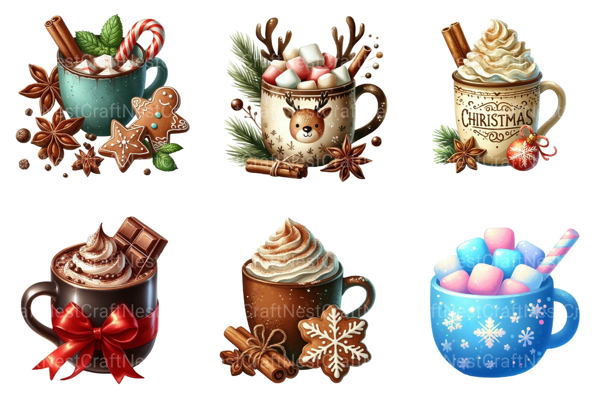 Christmas Coffee Drinks Clipart Bundle - CraftNest - Digital Crafting and Art