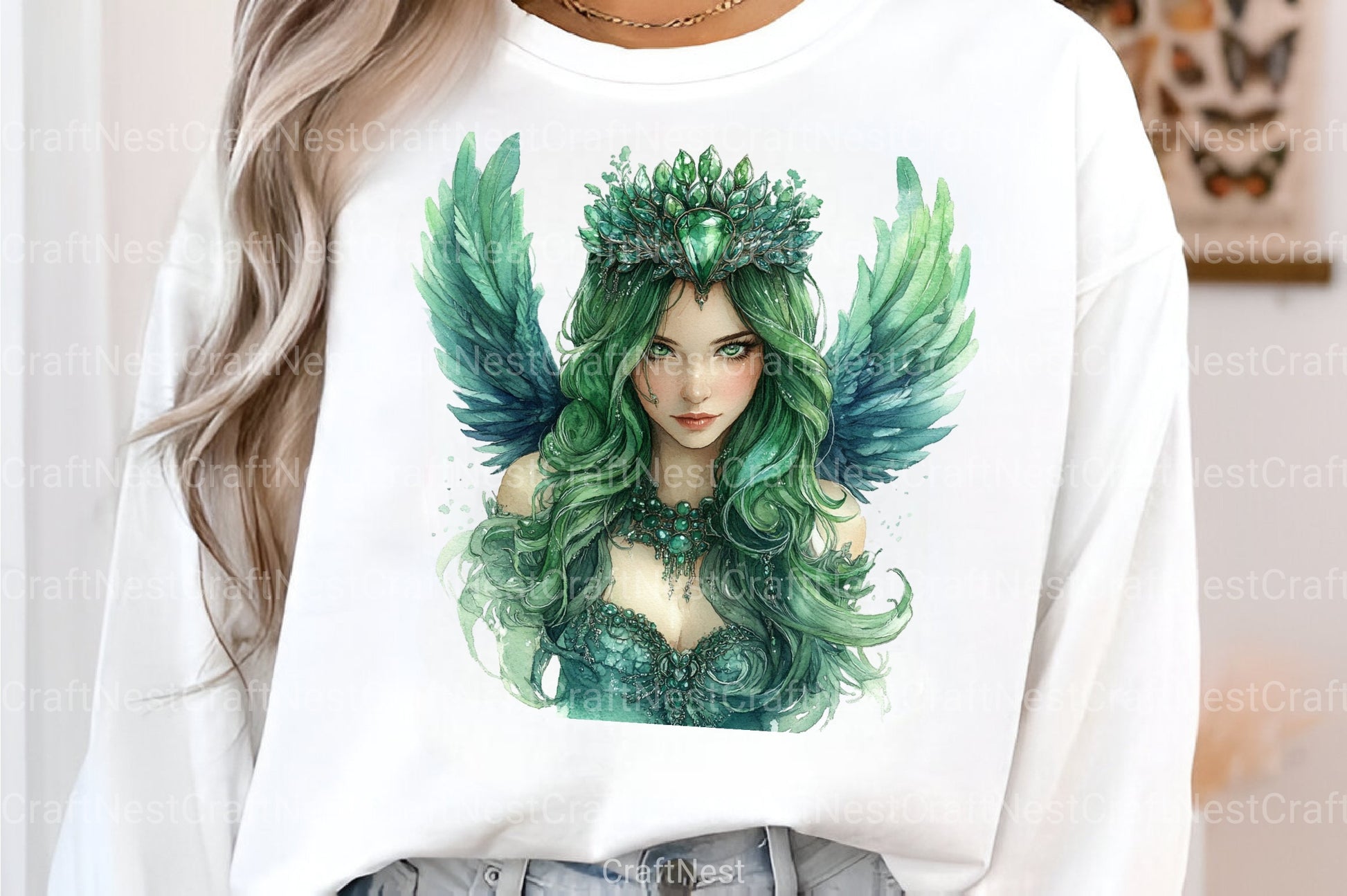 Green Stone Angel Figures Clipart Bundle - CraftNest - Digital Crafting and Art